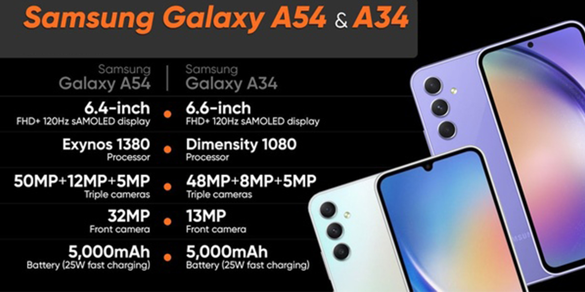 پردازنده و عملکرد پردازش در دو گوشی سامسونگ Galaxy A34 و Galaxy a54