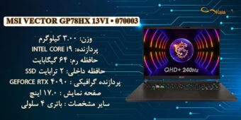 نقد و بررسی مشخصات لپ تاپ گیمینگ ام اس آی مدل MSI Vector GP78HX 13VI • 070003 i9 13980HX 64GB 2TB SSD RTX 4090 16GB