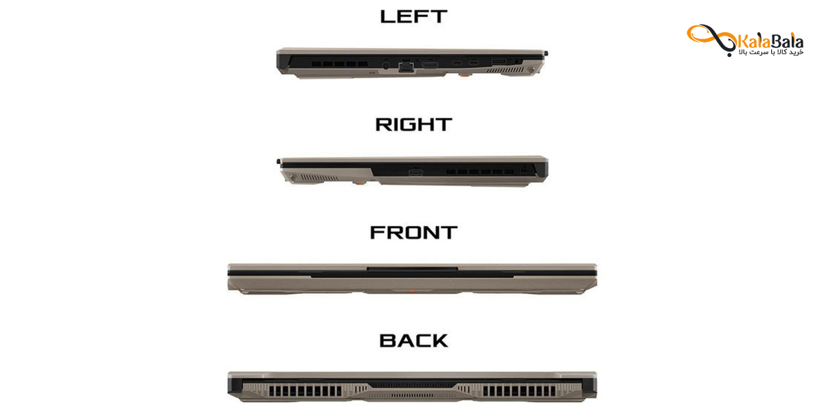 پورتها و درگاه های لپتاپ گیمینگ ایسوس مدل asus tuf gaming a16 advantage edition fa617xs-n3079