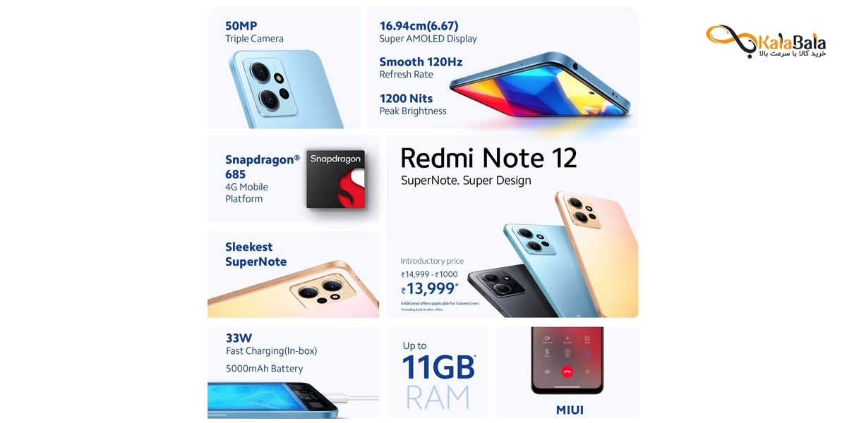 صفحه نمایش گوشی Xiaomi Redmi Note 12 4G
