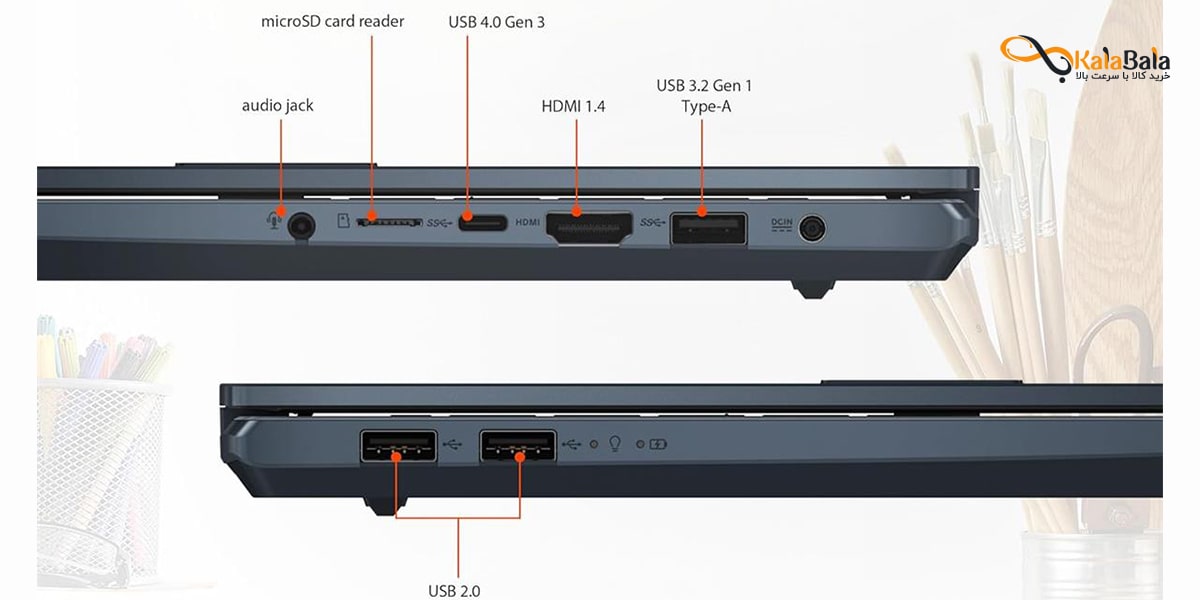 قابلیت‌های ارتباطی و درگاه‌های لپ‌تاپ ایسوس مدل Vivobook Pro 15 OLED M6500XU-MA081