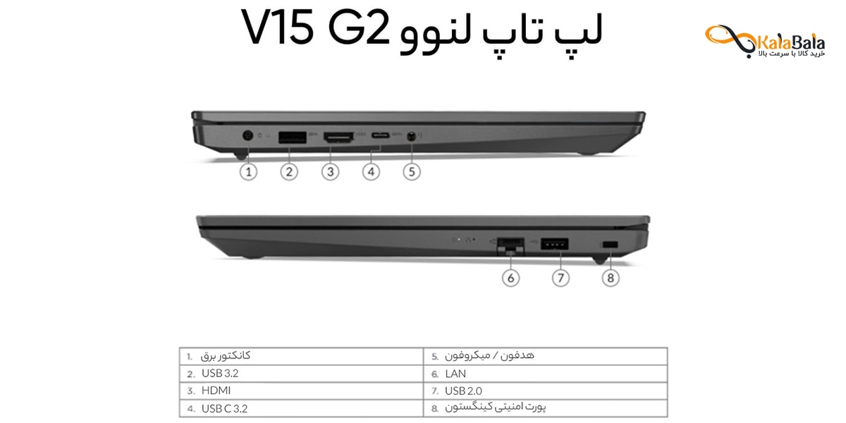 مشخصات فنی و طراحی لپ‌تاپ لنوو مدل V15 G2 ITL-1KAK-C